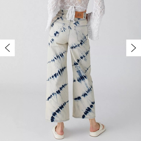 BDG Bleached High & Wide Jeans Cream Blue Tie Dye size 27 - Picture 2 of 14